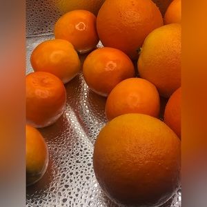 Retro plastic realistic orange and tangerine decorative fruit.  7 small, 5 large